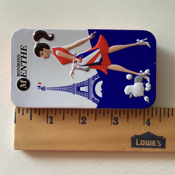 Metal Tin Box with Sliding Lid Paris France French Girl Poodle metal wallet - Picture 8 of 9